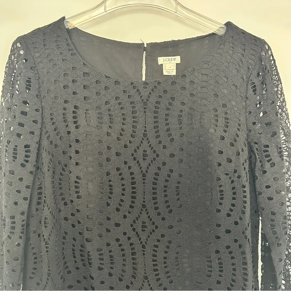 J. Crew Lace Dress long sleeve black - Picture 4 of 9